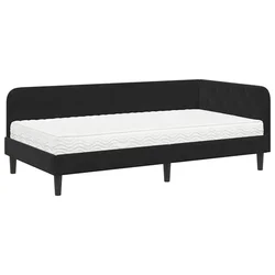 Vidaxl Kotna postelja Črna 90 x 190 cm Žamet