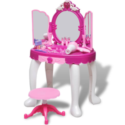 VIDAXL stoječa otroška toaletna mizica s tremi ogledali, svetilkami in zvokom