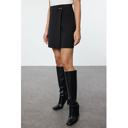 Trendyol Black Double Breasted Mini Length Woven Skirt
