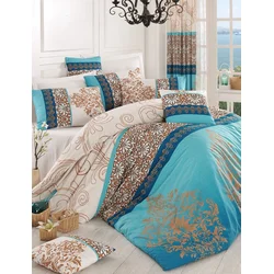 LEssentiel Maison Ranforce komplet posteljina Katre, 200x220cm, Tirkizno-bež