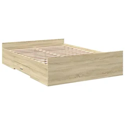 Vidaxl Posteljni okvir s predali sonoma hrast 140x190cm inženirski les