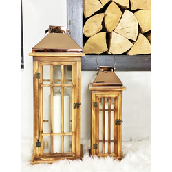 MAISON ADORABLE Set dva dekorativna fenjera, Bakar