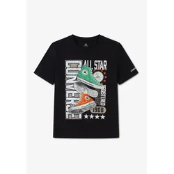 CONVERSE Majica DOUBLE KICKS zelena/oranžna/črna/bela