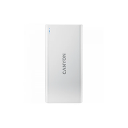 CANYON PB-106, Power bank 10000mAh Li-poly battery, Input 5V/2A, Output 5V/2.1A(Max), USB cable length 0.3m, 140*68*16mm, 0.24Kg, White