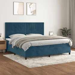Box spring postelja z vzmetnico temno modra 200x200 cm žamet