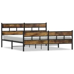 Vidaxl Kovinski posteljni okvir brez vzmetnice dimljen hrast 180x200cm