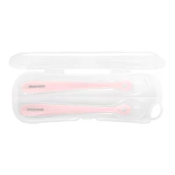 KIKKA BOO Set 2 kašičice i kutijica za bebe, 4m+, Roze