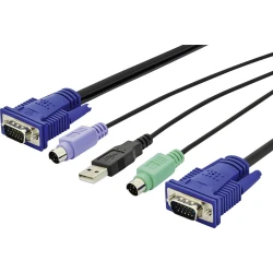 Digitus KVM priključni kabel [1x VGA-vtič - 2x PS/2-vtič, USB 2.0 vtič A, VGA-vtič] 5.00 m črn Digitus