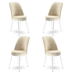 Hanah Home Set 4 trpezarijske stolice Dexa Krem-Beli