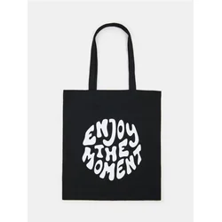 Sinsay - Platnena shopper torba sa natpisom - crno