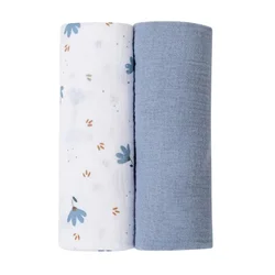 BUBABA by FreeON® Komplet 2 muslin pelene, Blue/White