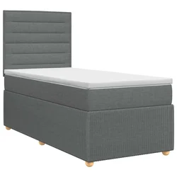 vidaXL Postelja boxspring z vzmetnico Temno siva 80 x 200 cm Blago