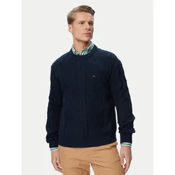 Tommy Jeans Pulover DM0DM23405 Mornarsko modra Regular Fit