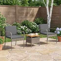 Bistro set za vrt s jastukom 3 pcs Sivi poliratan