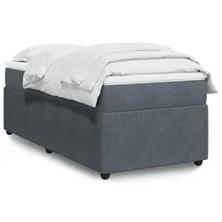 Box spring postelja z vzmetnico temno siv 90x190 cm žamet