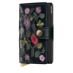 Usnjena denarnica Secrid STITCH FLORAL črna barva