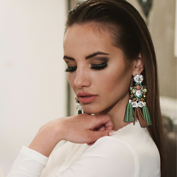 BRANIC JEWELRY Minđuše sa maslinasto zelenim kristalima Olivia