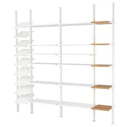 ELVARLI Otvorena komb. za odlaganje, bela/bambus, 262x36x222-350 cm