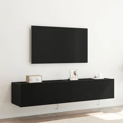 TV zidni ormar s LED svjetlima 2 pcs Crni hrast 80 x 35 x 31 cm