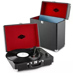 auna Peggy Sue Record Collector Set Črni Retro Gramofon/Kovček za gramofonske plošče (PL-27037-30820)