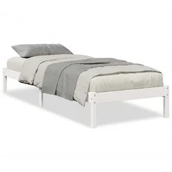 Vidaxl Daljši posteljni okvir brez vzmetnice bel 80x220 cm borovina