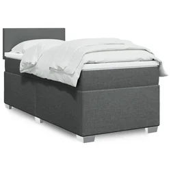 VIDAXL Box spring postelja z vzmetnico temno siva 90x190 cm blago