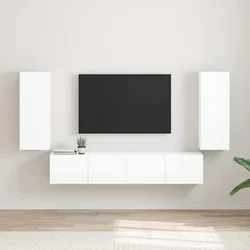TV zidni ormar Zidne 2 pcs Sjajno bijelo 30 x 31 x 80 cm