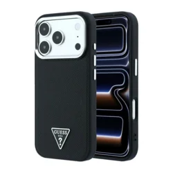 Maska Guess Grained Triangle Logo MagSafe za iPhone 17 Pro Max/ 18 Pro Max crna
