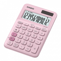 Kalkulator Casio MS 20 UC PK, roza, dvanajst številk, dvojno napajanje