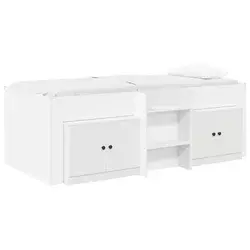vidaXL Loft posteljni okvir s predalom 3 pcs Bela Konstruiran les