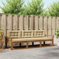 Set vanjskih sofa s jastukom 3 pcs Prirodna i bež