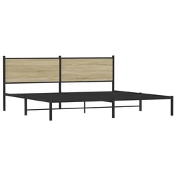 Vidaxl Kovinski posteljni okvir brez vzmetnice sonoma hrast 193x203 cm