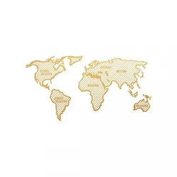 Wallxpert Zidna dekoracija World Map In The Stripes, 120x65cm, Zlatne boje