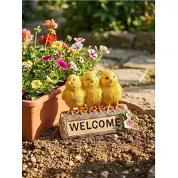 Sinsay - Samostojeća baštenska dekoracija sa natpisom „Welcome“ - žuto