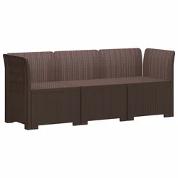 Sofa za vrt za 3 osobe sa izgledom rattan PP Smeđa