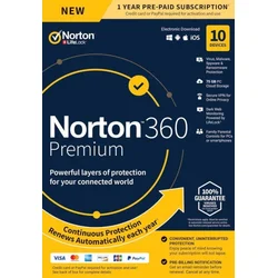 Norton 360 Premium 75GB - 10 Devices 1 Year - Norton Key EUROPE