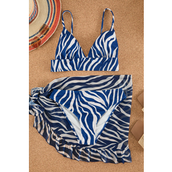 Trendyol Blue-Multi Colorful Geometric Diver/Scuba Strappy Bikini Above