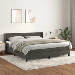 Vidaxl Box spring postelja z vzmetnico temno siva 180x200 cm žamet