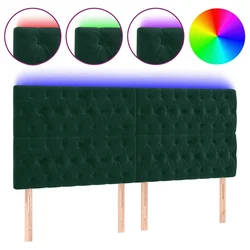 Vidaxl LED posteljno vzglavje temno zeleno 200x7x118/128 cm žamet