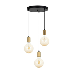 Luster na sajli MIROS 3xE27/60W/230V okrugli crni/zlatni