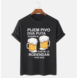 MAFIMI Majica Pijem pivo dva puta godišnje, Crna