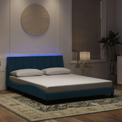 Okvir kreveta s LED-om bez madraca Hanko plavi 160 x 200 cm baršunasti