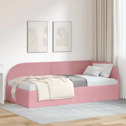vidaXL Kotna postelja z vzglavjem Roza 90 cm x 190 cm blago