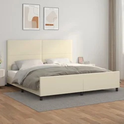 Okvir za krevet s uzglavljem krem 200x200 cm od umjetne kože