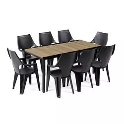 Parker Velik set vrtnega pohištva 8+1 pepel-grafit