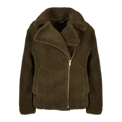 Womens biker jacket Sherpa olive