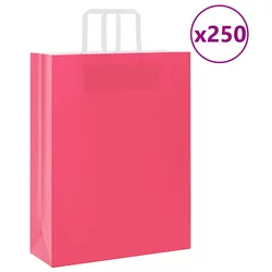 Papirnate vrećice 250 kom s ručkama ružičaste 32x12x42 cm