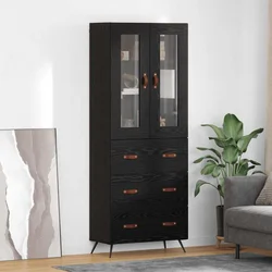 Visoki ormar s policom 2 pcs Crni hrast Konstruirano drvo