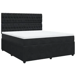 Vidaxl Box spring postelja z vzmetnico črna 180x200 cm žamet