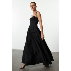 Trendyol Black Drape Detailed Woven Maxi Dress